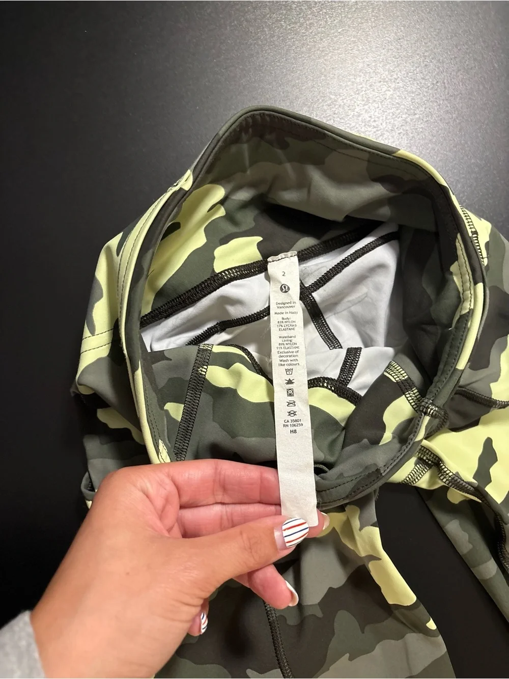 Lululemon camo leggings size 2